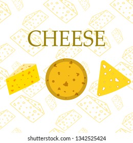 Cheese vector, appetizing cheese background, dairy product.