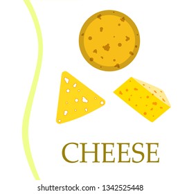 Cheese vector, appetizing cheese background, dairy product.