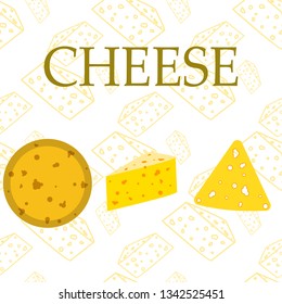 Cheese vector, appetizing cheese background, dairy product.