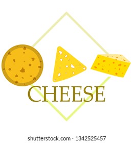 Cheese vector, appetizing cheese background, dairy product.