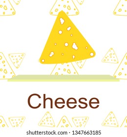 Cheese vector, appetizing cheese background, dairy product.