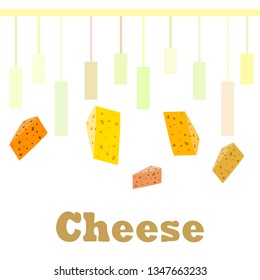 Cheese vector, appetizing cheese background, dairy product.