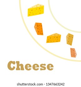 Cheese vector, appetizing cheese background, dairy product.