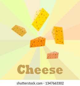 Cheese vector, appetizing cheese background, dairy product.