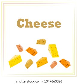 Cheese vector, appetizing cheese background, dairy product.