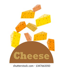 Cheese vector, appetizing cheese background, dairy product.