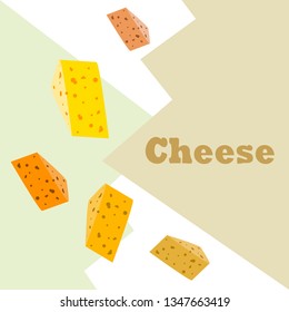 Cheese vector, appetizing cheese background, dairy product.