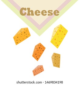 Cheese vector, appetizing cheese background, dairy product.