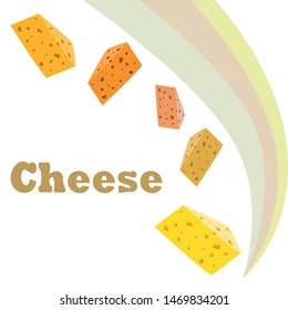 Cheese vector, appetizing cheese background, dairy product.