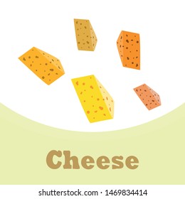 Cheese vector, appetizing cheese background, dairy product.