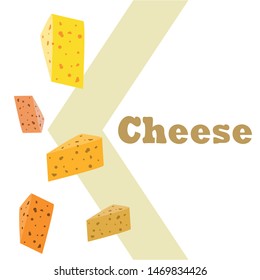 Cheese vector, appetizing cheese background, dairy product.