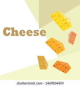 Cheese vector, appetizing cheese background, dairy product.