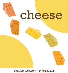 Cheese vector, appetizing cheese background, dairy product.