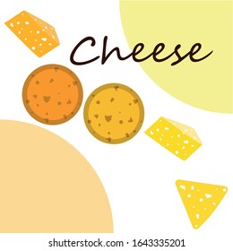 Cheese vector, appetizing cheese background, dairy product.