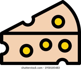 icono de línea de color del vector de queso