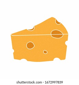 cheese vector design. digital hand drawn style. grain texture