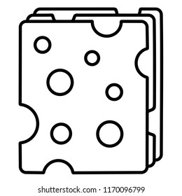 Cheese. Vector flat outline icon illustration isolated on white background.