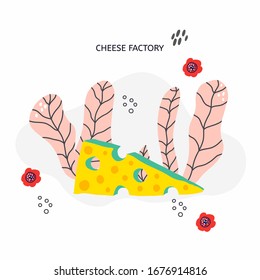 Cheese vector hand drawn illustration. Website, banner or poster template  