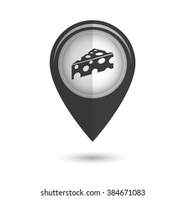 cheese - vector icon;  black map pointer