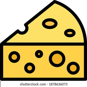 Icono de vector de queso en estilo de línea relleno