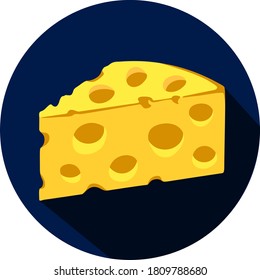 Käse-Vektorsymbol. Käse, Vektorgrafik. Einzeln auf blauem Hintergrund.