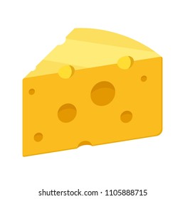 Cheese vector icon isolated on white background. Yellow cheddar milk food. Breakfast or snack symbol. Bio, eco, organic product. Vector illustration.