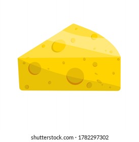 Cheese vector icon isolated on white background. Flat yellow milk food symbol for website and mobile app design. Logo triangle block of cheese illustrations.