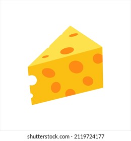 Cheese vector icon isolated on white background. Flat yellow milk food symbol for website design, mobile app. Logo triangle block cheese illustration.