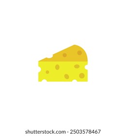 Cheese vector icon isolated on white background. Flat yellow milk food symbol for web site design, mobile app. Logo triangle block cheese illustration.