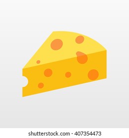 Cheese vector icon isolated on white background. Flat yellow milk food symbol for web site design, mobile app. Logo triangle block cheese illustration.