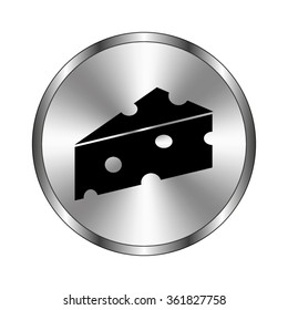 cheese - vector icon;  metal button