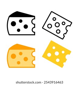Icono de Vector de queso sobre fondo blanco. Set de quesos.    