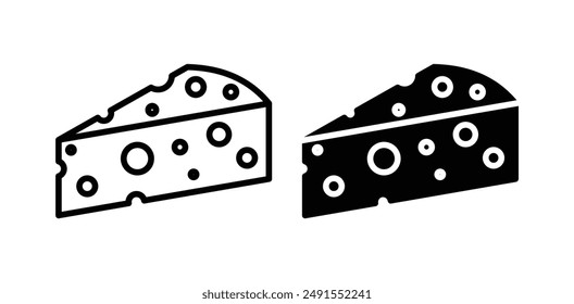 Cheese vector icon set in black color.