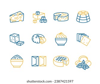 Cheese vector icon set. Dairy products sign. Graph symbol for cooking web site and apps design, logo, app, UI