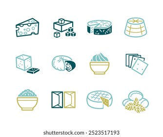 Conjunto de iconos de Vector de queso. Signo de productos lácteos. Símbolo del gráfico para cocinar el diseño del Sitio web y de los App, logotipo, App, UI
