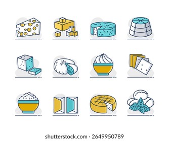 Cheese vector icon set. Dairy products sign. Graph symbol for cooking web site and apps design, logo, app, UI
