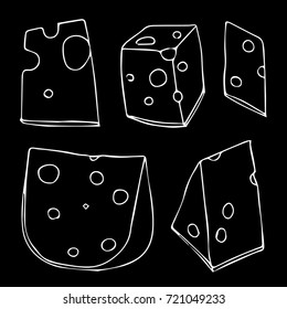 Cheese vector illustration. Doodle style. Design icon, print, logo, poster, symbol, decor, textile, paper