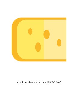 Cheese vector Illustration. Flat design. Milk products concept. Sliced piece of fresh natural cheddar. illustration for grocery shop, farm ad, menu, app pictogram. Isolated on white background. 