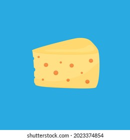 Cheese vector illustration isolated on blue background. Cheese icon
