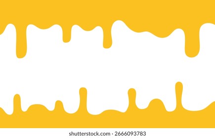 Vector de queso. Derretir el queso sobre un fondo blanco. Fondo de queso derretido goteando con espacio para texto, Ilustración vectorial plana aislada.
