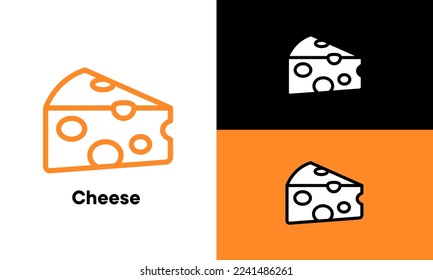 Cheese vector outline style Editable strokes. Pixel perfect.