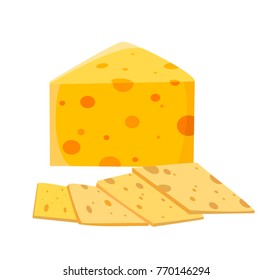 Cheese vector. Piece of yellow tasty cheese