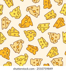 Cheese Vector Seamless Pattern illustration for Print, Wallpaper, Decoration.