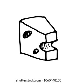 cheese vector sketch isolated, hand-drawn icon.