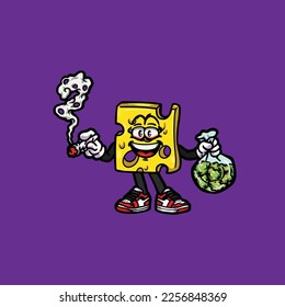 caricatura de algas nug vectorial de queso ahumado