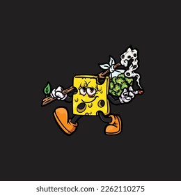 caricatura de algas nug vectorial de queso ahumado