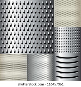 Cheese and vegetables grinder textures made of plastic and metal, seamless patterns
