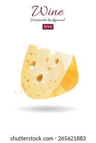 Cheese. Watercolor vector background 