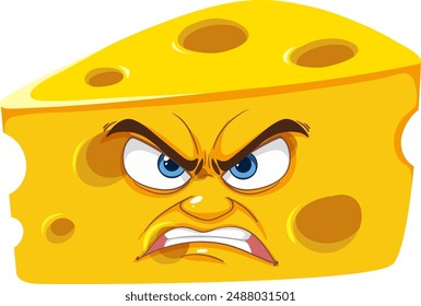 Cuña de queso con una expresión de enojo