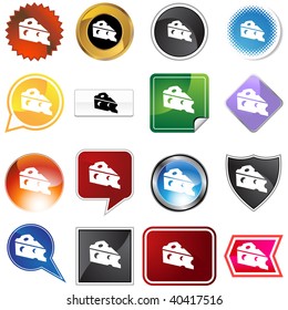 cheese wedge icon set isolated on a white background.